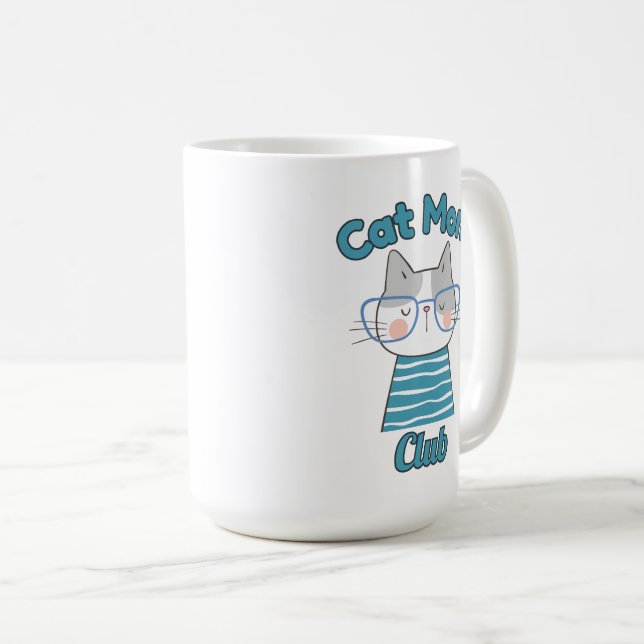 Caneca De Café Cat Mom Club – Funny Feline Lover for Pet Parents (Frente Esquerda)