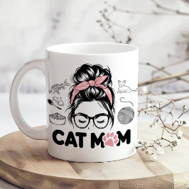 Caneca De Café "Cat Mom" Funny Cute Cat Lover Women