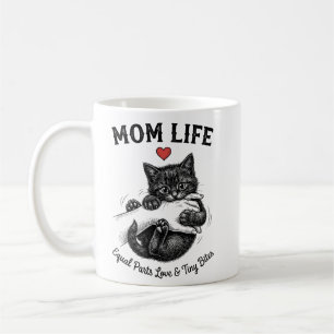 Caneca de café Cat Mom   Mãe Vida Gatinho Fofo Eng