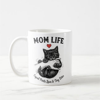 Caneca de café Cat Mom | Mãe Vida Gatinho Fofo Eng