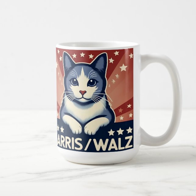 Caneca De Café Cat para Harris/Walz Coffee Mug (Direita)