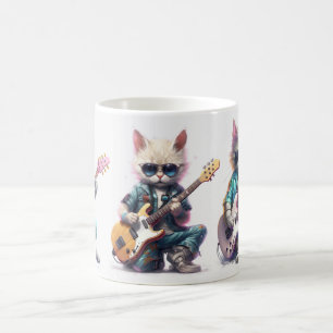 Caneca De Café Cat Pede Violão Elétrico