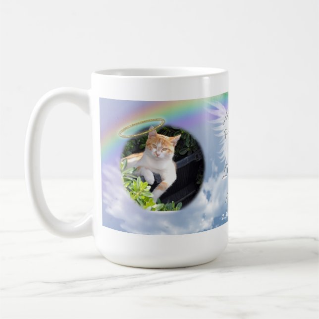 Caneca De Café Cat Photo Memorial Angel Wings Halo e Rainbow (Esquerda)