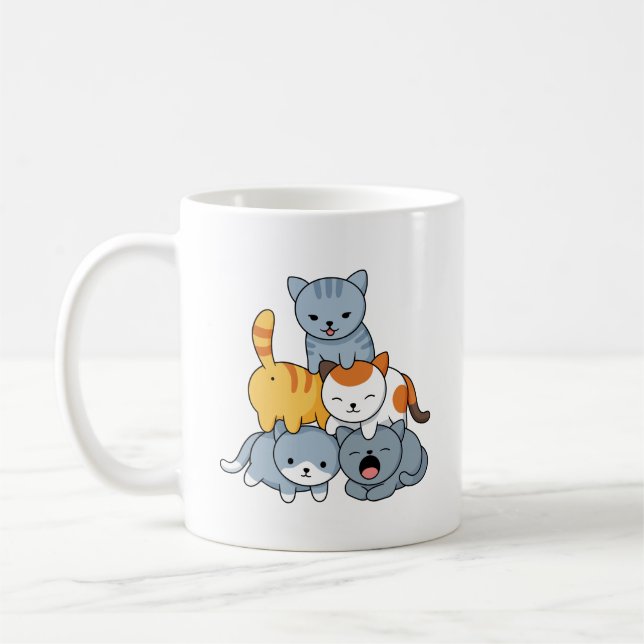 Caneca De Café Cat Pyramid - Group of Cats (Esquerda)
