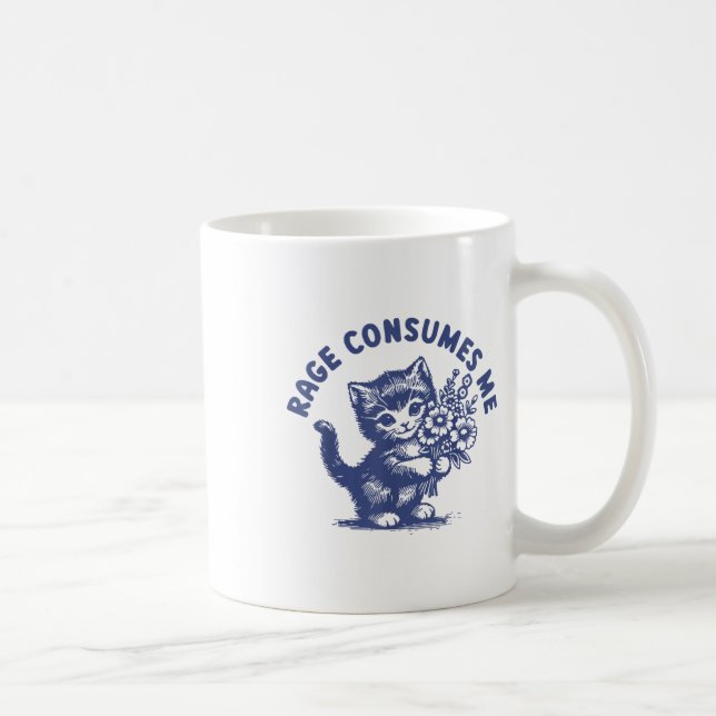 Caneca De Café Cat Rage me consome (Direita)