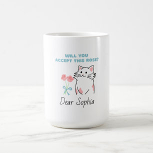 Caneca De Café Cat&Rosa Adorável