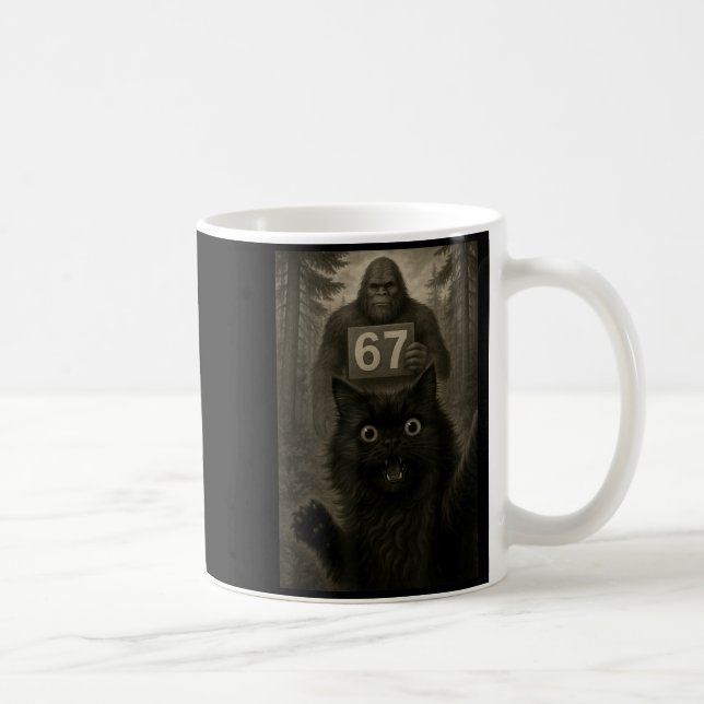 Caneca De Café Cat Selfie 67 Meme Six Seven Funny Bigfoot  (Direita)