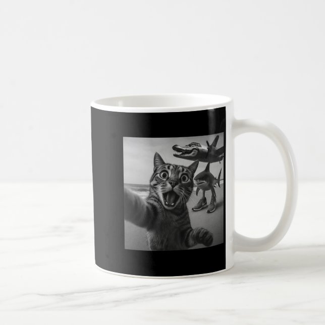 Caneca De Café Cat Selfie Shark Crocodile Italian Brainrot Meme M (Direita)