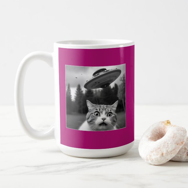 Caneca De Café Cat Selfie UFO Mug Engraçado Coffee Mug (Com Donut)