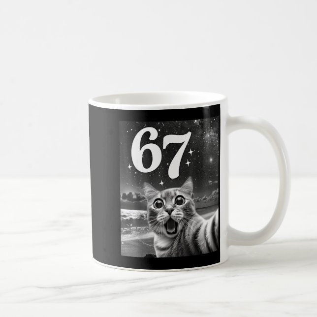 Caneca De Café Cat Selfie With 67 Meme Funny Cats Graphic For Men (Direita)