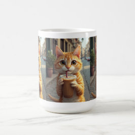 Caneca De Café Cat Sipping Coffee On A Street