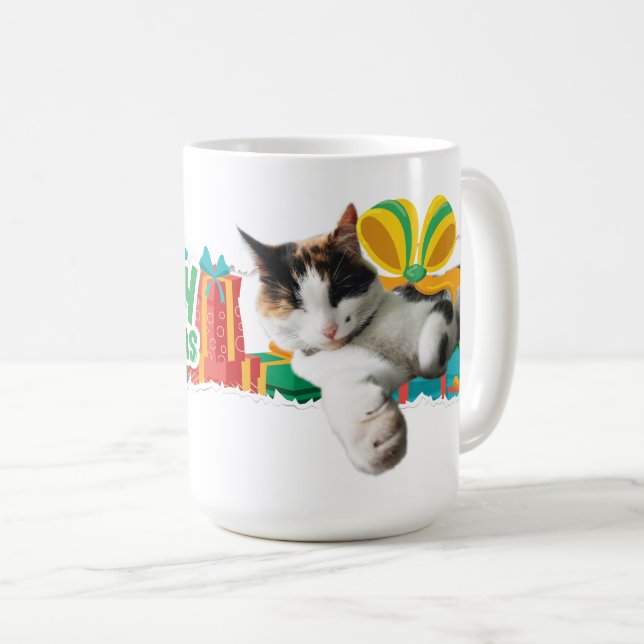 Caneca De Café Cat Sleeping on Presents Mug (Frente Esquerda)