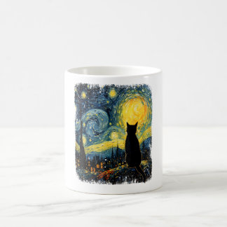 Caneca De Café Cat Starry Night Van Gogh Cat for Cat Lover Cat Mo