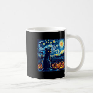 Caneca De Café Cat Starry Night Van Gogh Cat Para Cat Lover Cat D