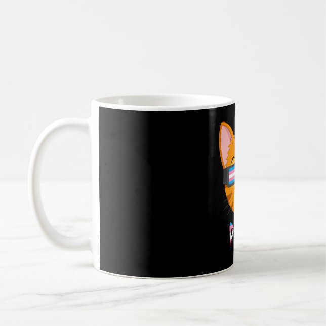 Caneca De Café Cat Transgender Flag Lgbt (Esquerda)