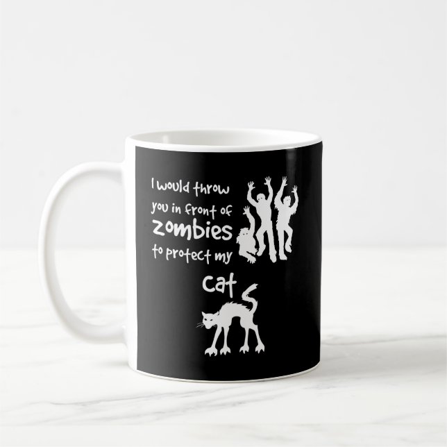 Caneca De Café Cat Versus Zombies Engraçado Horror de Gatos Amant (Esquerda)