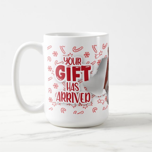 Caneca De Café Cat with bow wishing Merry Christmas Mug (Esquerda)