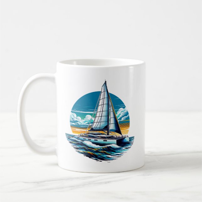 Caneca De Café Catamaran Sailboat (Esquerda)