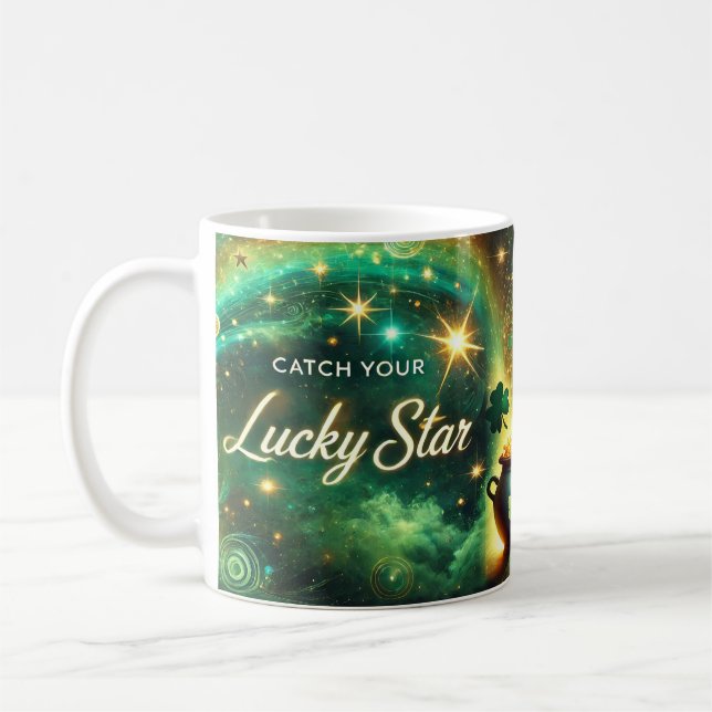 Caneca De Café Catch Your Lucky Star Celestial Green Gold (Esquerda)