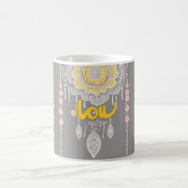 Caneca De Café Catcher de Sonho Mandala Boho Personalizado Cinza 