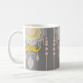 Caneca De Café Catcher de Sonho Mandala Boho Personalizado Cinza