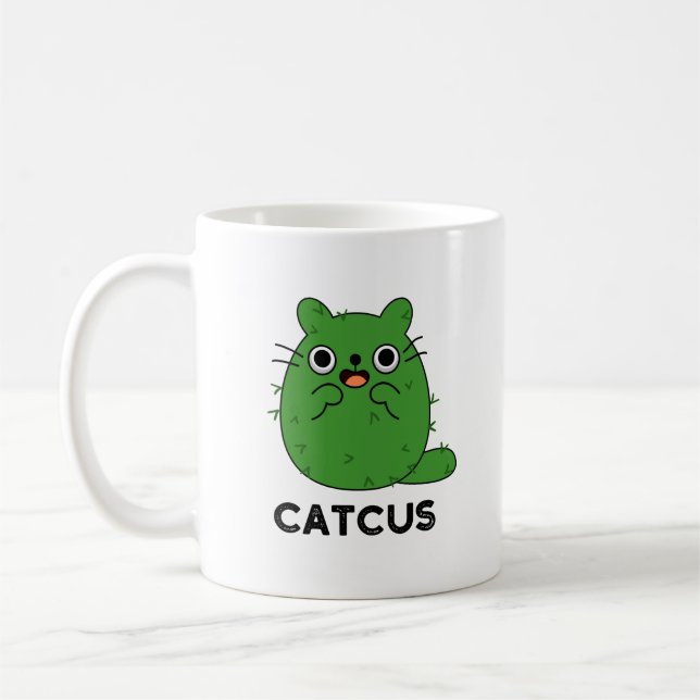 Caneca De Café Catcus Funny Cat Cactus Pun (Esquerda)