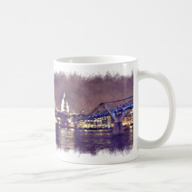 Caneca De Café Catedral de Paul da rua por Pintura Noturna de Bel (Direita)