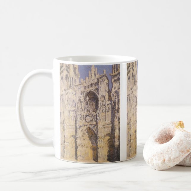 Caneca De Café Catedral de Rouen, Harmony Blue Dourado por Claude (Com Donut)