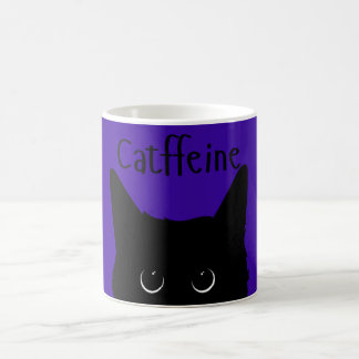 Caneca De Café Catffeine Black Cat Purple Background