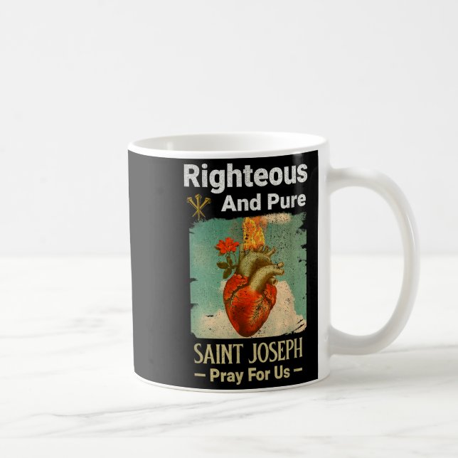 Caneca De Café Catholic St. Joseph, Patron Saint Of Fathers, Pray (Direita)