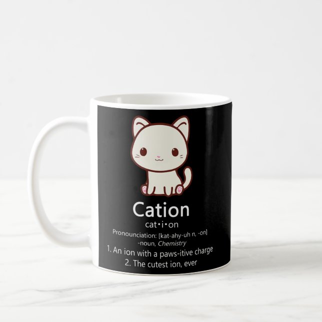 Caneca De Café Cation Cat Ion Science Pawsitive Pun Chemistry (Esquerda)