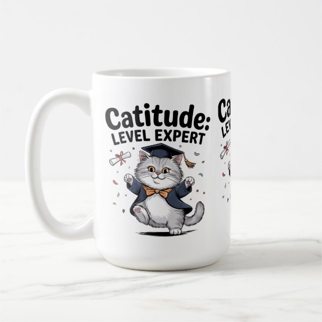 Caneca De Café Catitude: Domine o Mundo em Estilo" (Esquerda)