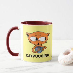 Caneca de Café CATPUCCINO Humorístico com Gato