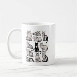 Caneca De Café Cats 90s Vintage Aesthetic Retro Cat Illustration 