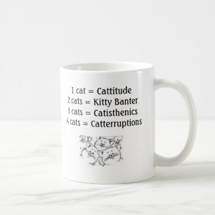 Caneca De Café Cats_-_Cartoon_2, 1 gato = Cattitude 2 gatos = Ki…