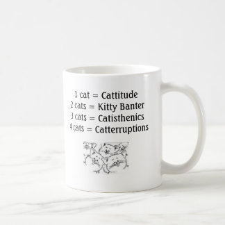 Caneca De Café Cats_-_Cartoon_2, 1 gato = Cattitude 2 gatos = Ki…