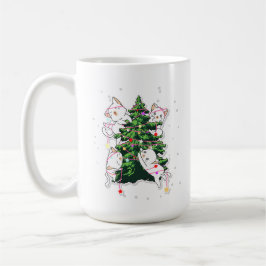 Caneca De Café cats climbing and decorating a Christmas tree