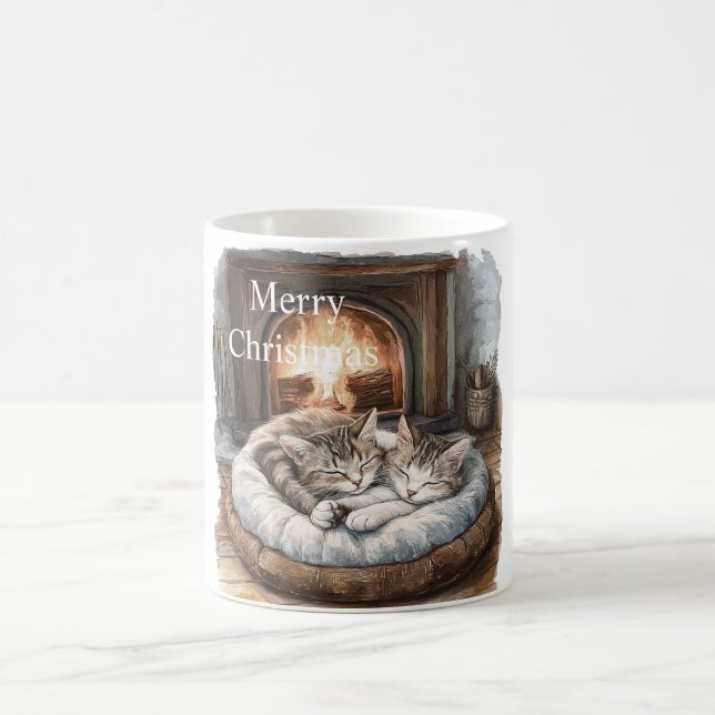 Caneca De Café Cats Fireplace Christmas (Centro)