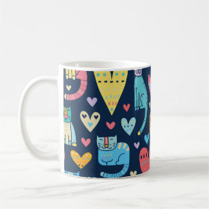 Caneca De Café Cats Love: Colorir Vintage Invisível