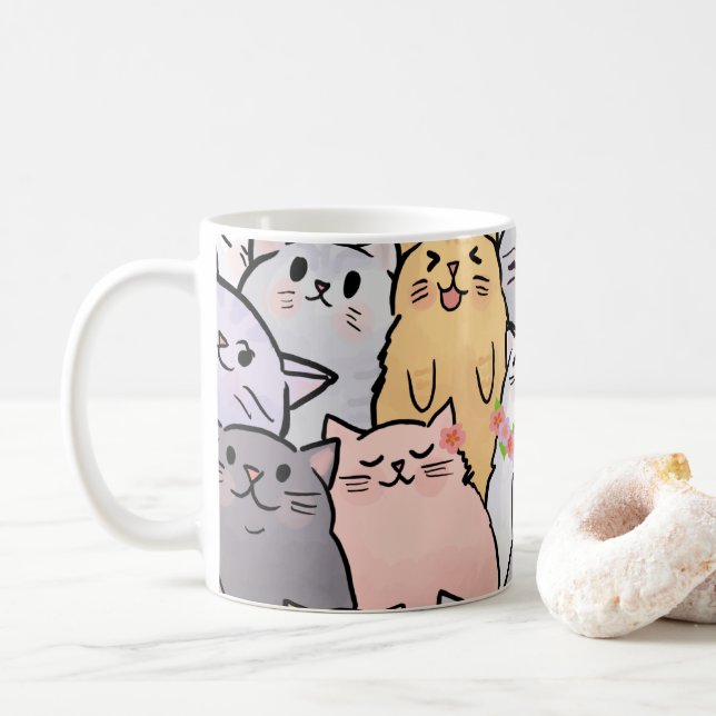 Caneca De Café Cats Mug Adorável (Com Donut)