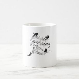 Caneca De Café Cats Music Score Notas Musicais Kitten Engraçado