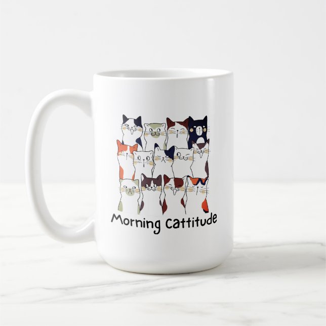 Caneca De Café Cattitude Manhã Alojamento Presente Mug (Esquerda)