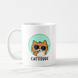 Caneca De Café Cattitude Piada de Gato Engraçada 