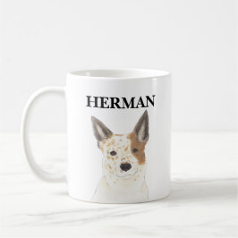 Caneca De Café Cattledog Personalizado Vermelho e Branco