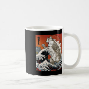 Caneca De Café Catzilla Cat Arte Japonesa Engraçado Gato Para Hom