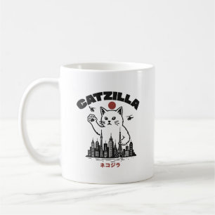 Caneca De Café Catzilla - Engraçado Cat Godzilla Parody