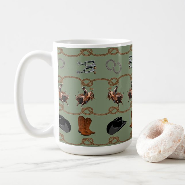 Caneca De Café Caubói Country Western  (Com Donut)