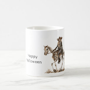 Caneca De Café Caubói de Halloween Esqueleto de Cavalo Ocidental