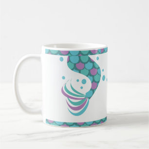 Caneca De Café Caudas de Sereias Brilhantes Listras Escamas