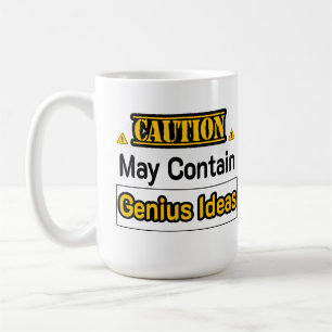 Caneca De Café Cautition Genius Ideas Funny Office Gift